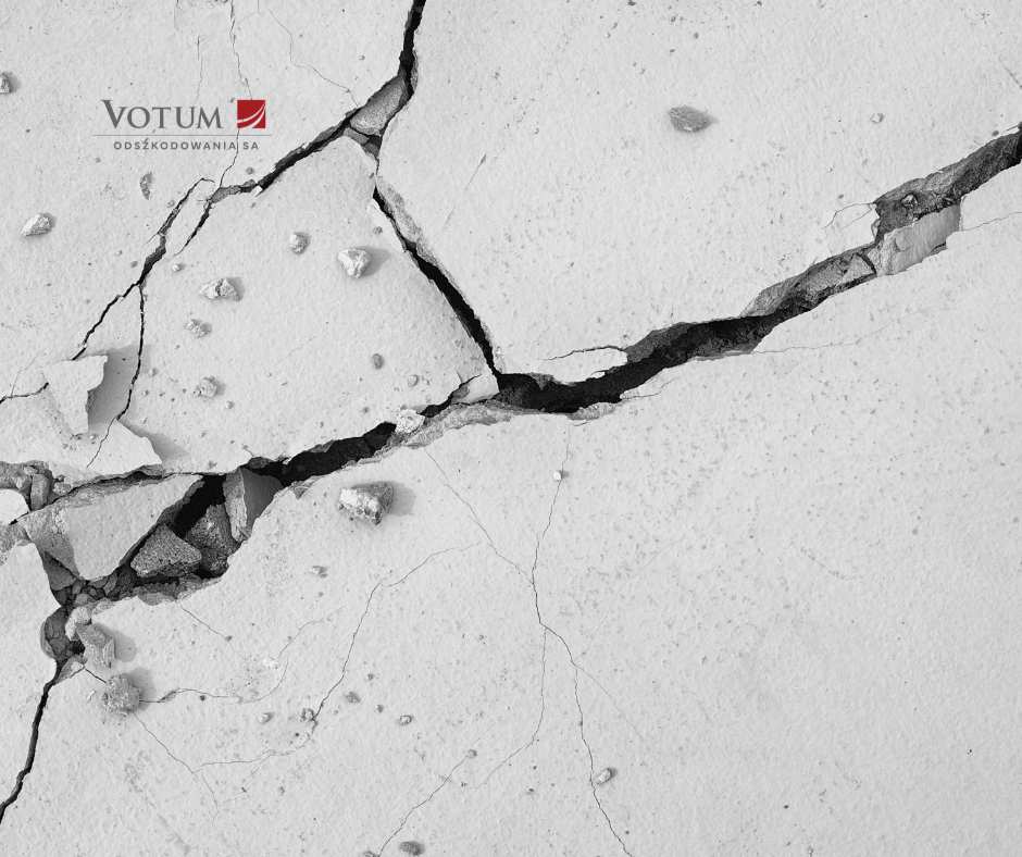 pęknięta ściana, szkody górnicze