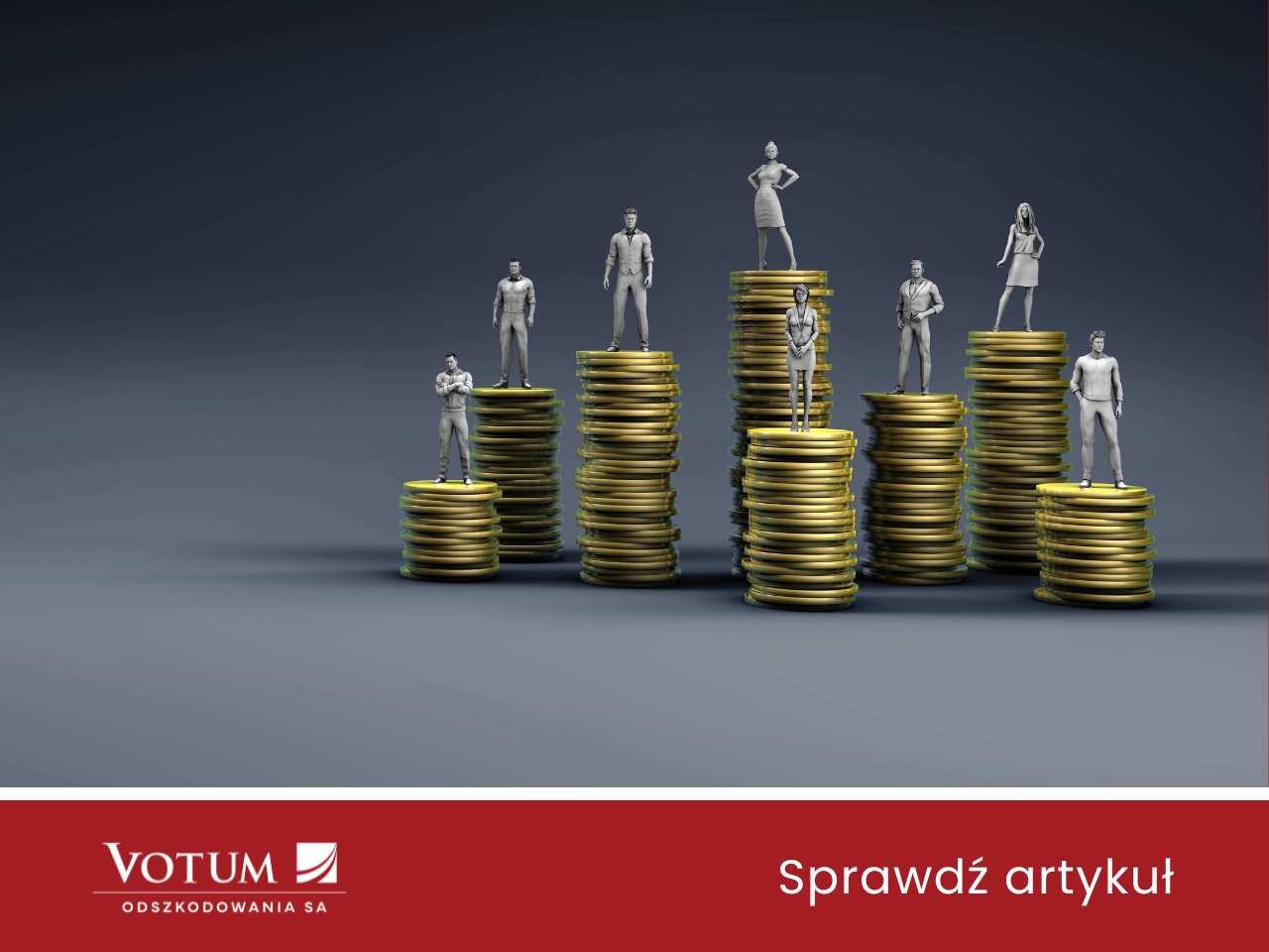 Postaci stojące na pieniądach - metefora otrzymanego zadośćuczynienia dla rodziny po wypadku