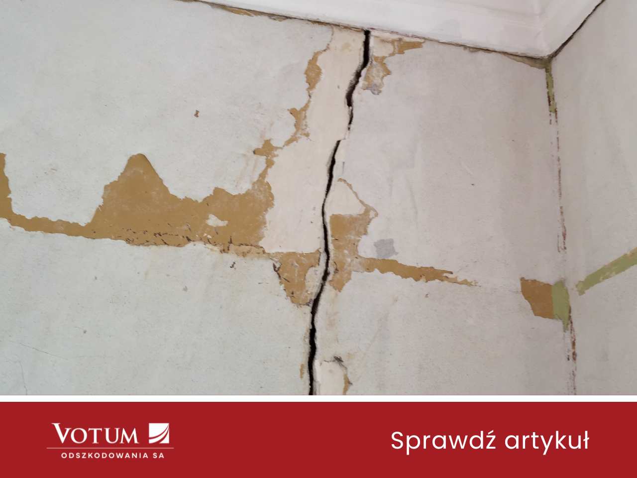 pęknięta ściana - szkody górnicze w firmie